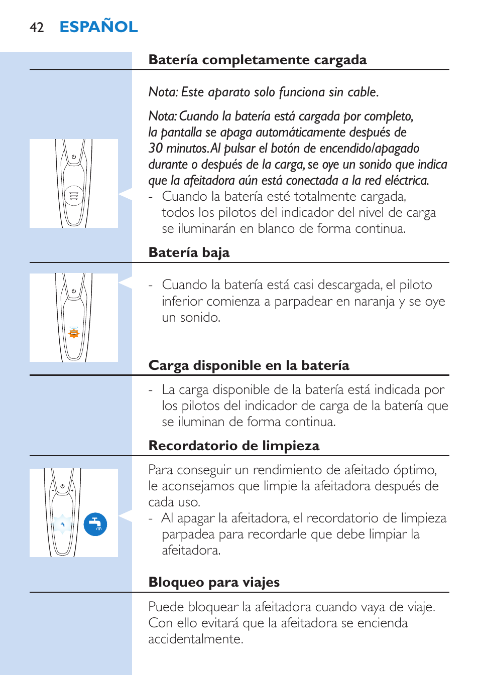 Philips SHAVER Series 9000 afeitadora eléctrica en mojado y seco User Manual | Page 42 / 208