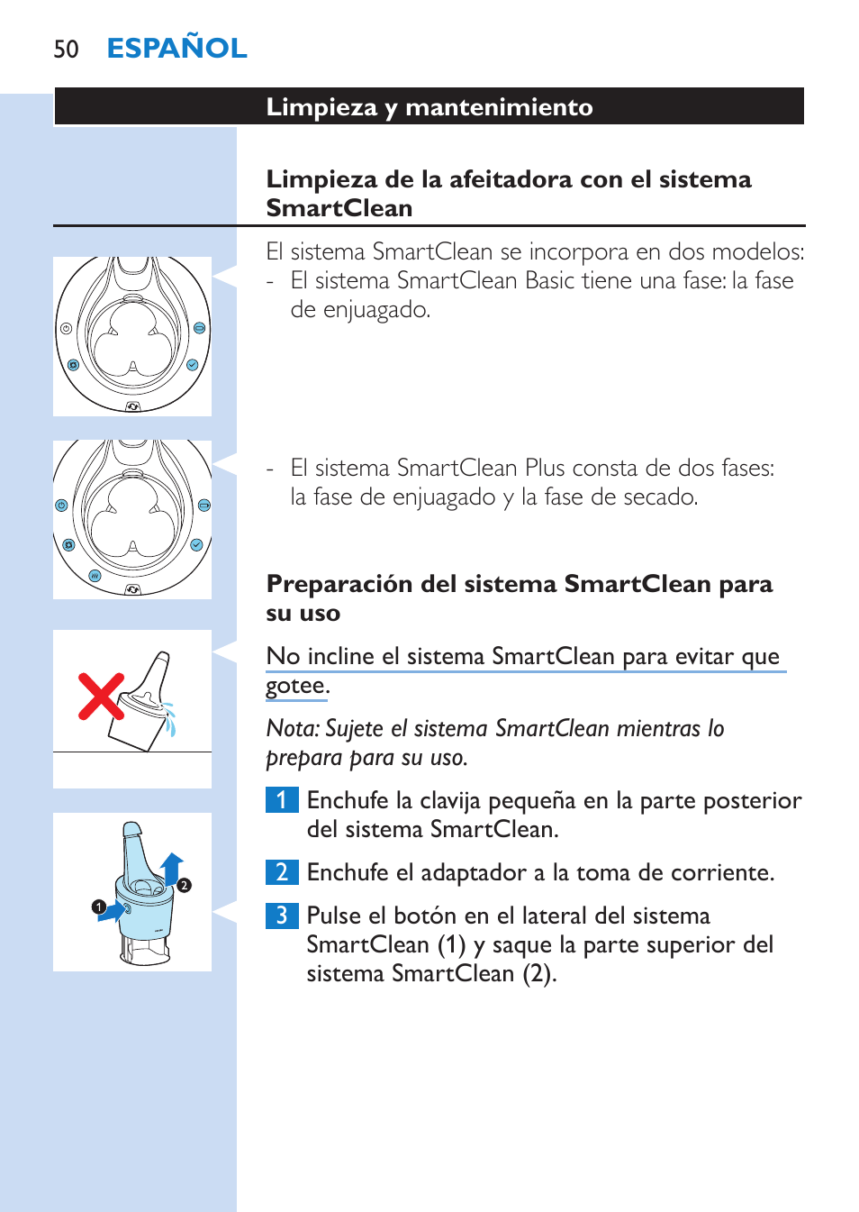 Philips SHAVER Series 9000 afeitadora eléctrica en mojado y seco User Manual | Page 50 / 208