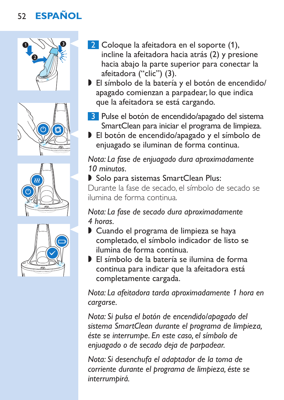 Philips SHAVER Series 9000 afeitadora eléctrica en mojado y seco User Manual | Page 52 / 208