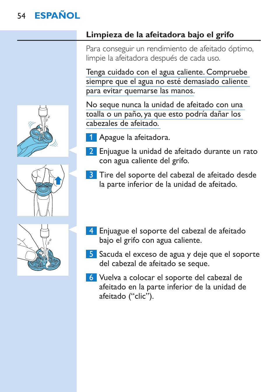 Philips SHAVER Series 9000 afeitadora eléctrica en mojado y seco User Manual | Page 54 / 208