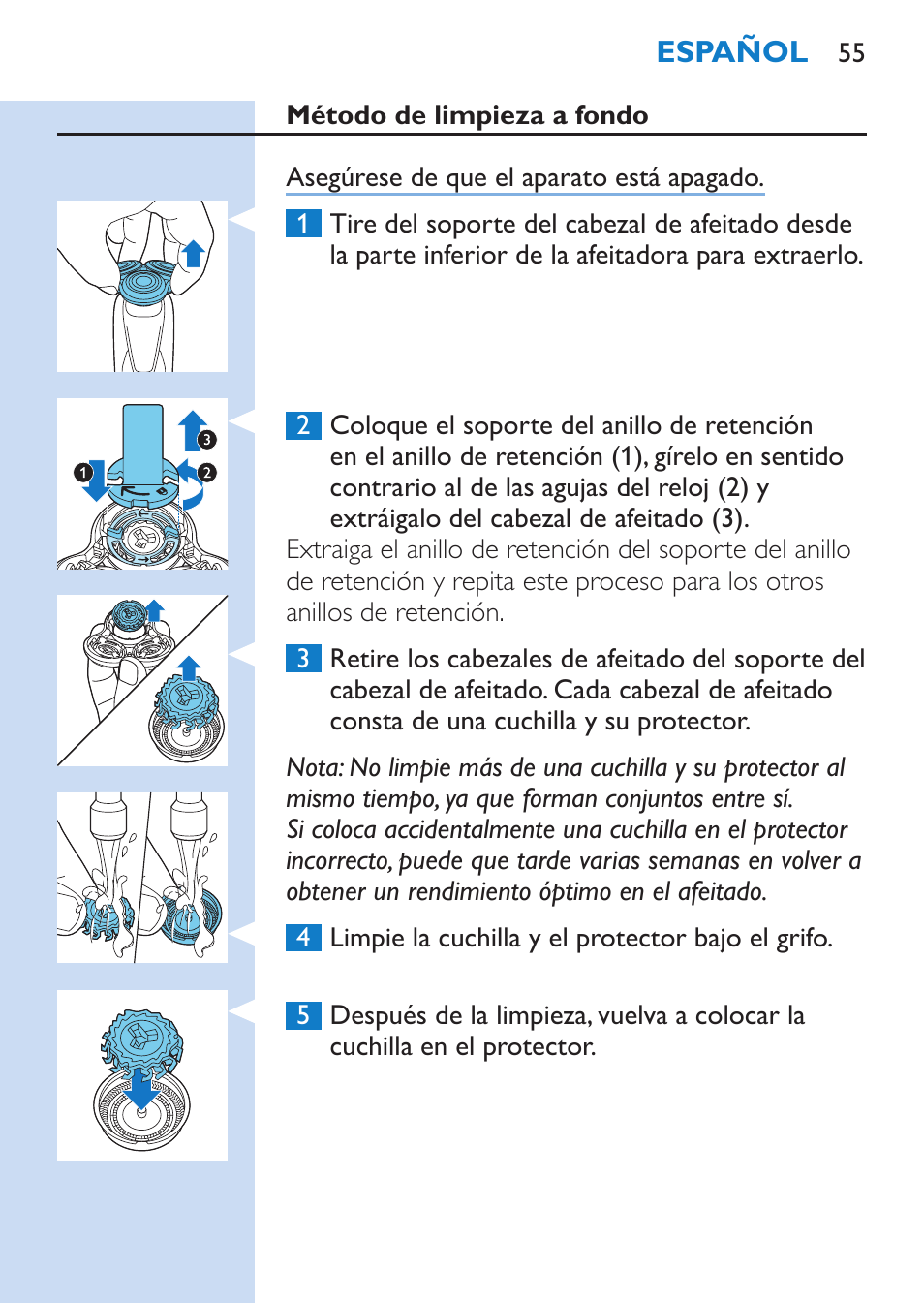 Philips SHAVER Series 9000 afeitadora eléctrica en mojado y seco User Manual | Page 55 / 208