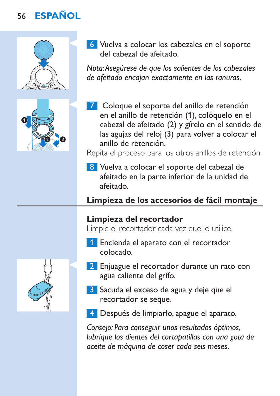 Philips SHAVER Series 9000 afeitadora eléctrica en mojado y seco User Manual | Page 56 / 208