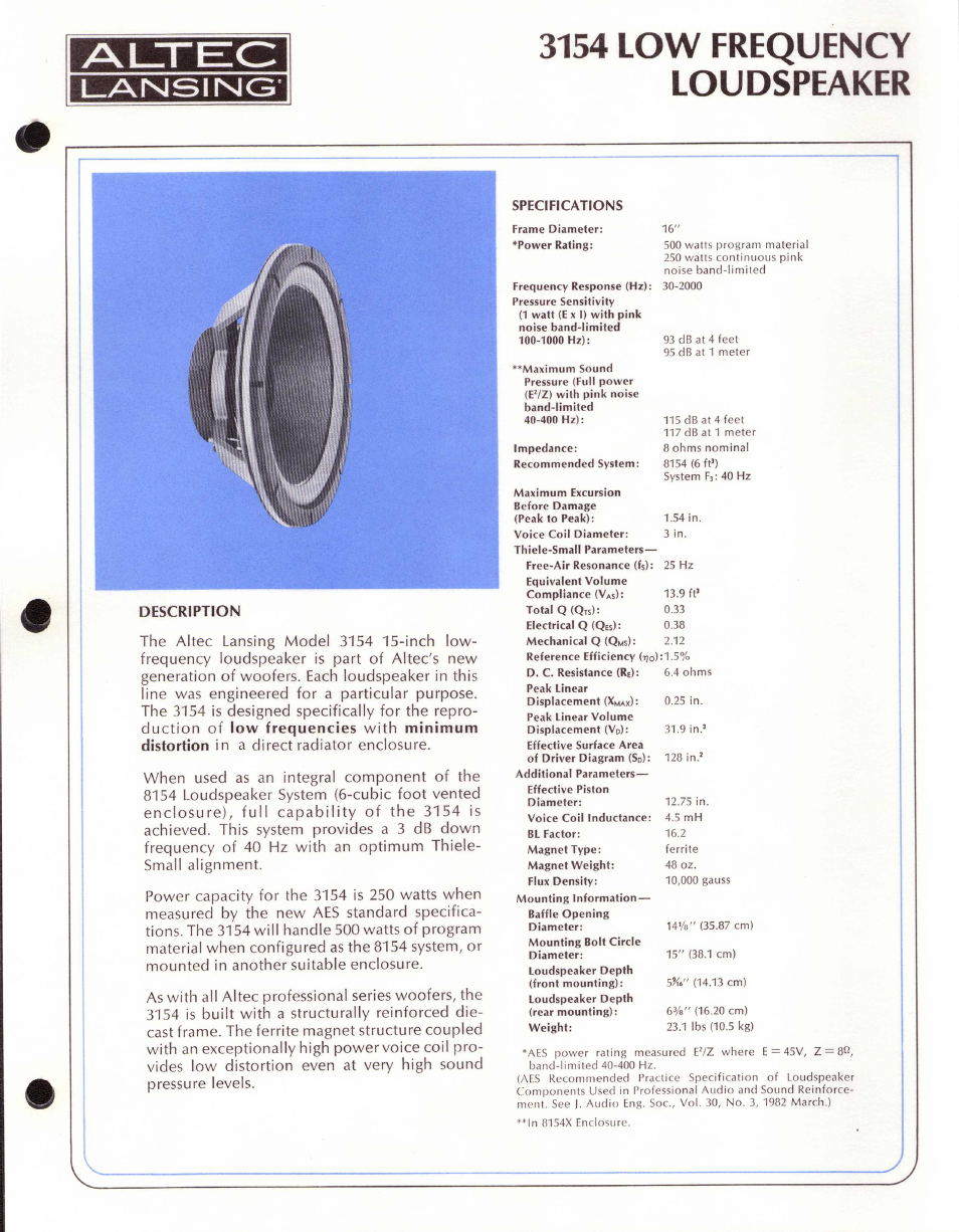 Altec Lansing 3154 User Manual | 2 pages