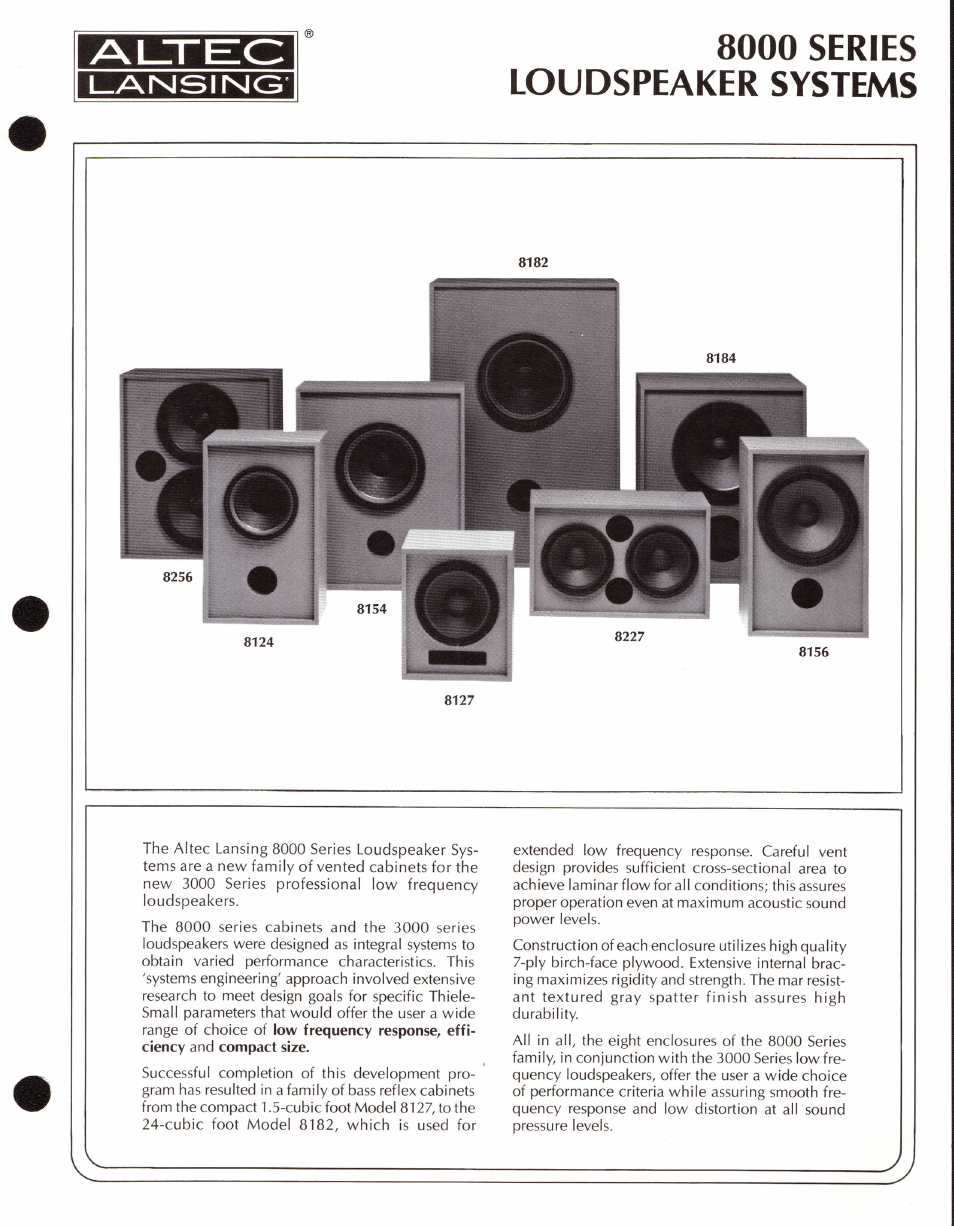 Altec Lansing 8000 Series User Manual | 2 pages