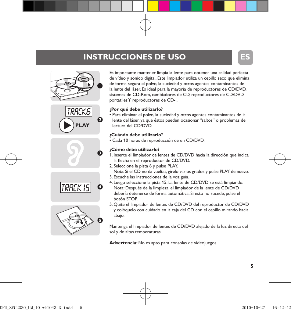 Instrucciones de uso es | Philips Limpiador de lentes User Manual | Page 5 / 17