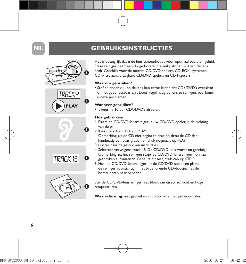 Gebruiksinstructies nl | Philips Limpiador de lentes User Manual | Page 6 / 17