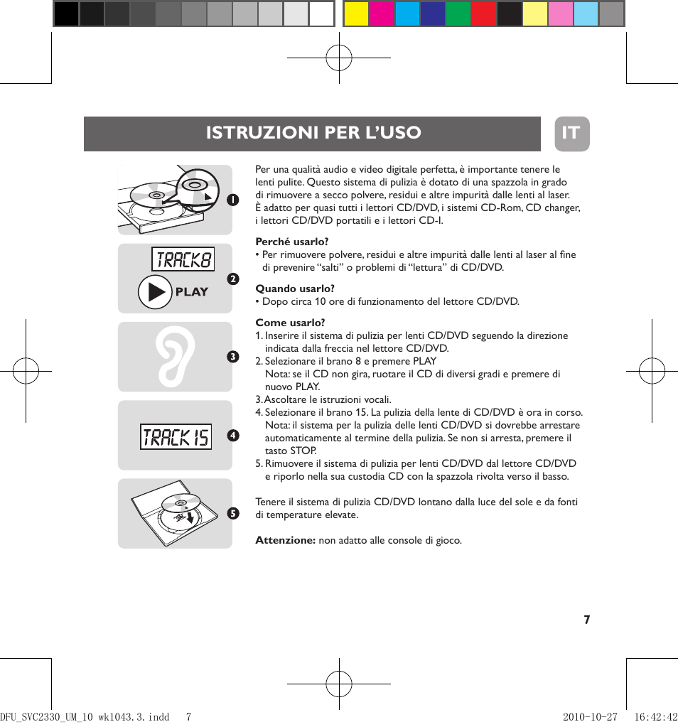 Istruzioni per l’uso it | Philips Limpiador de lentes User Manual | Page 7 / 17