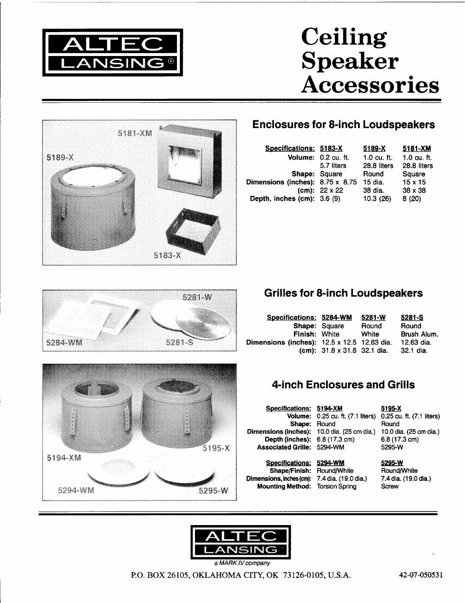 Altec Lansing 5181-XM User Manual | 1 page