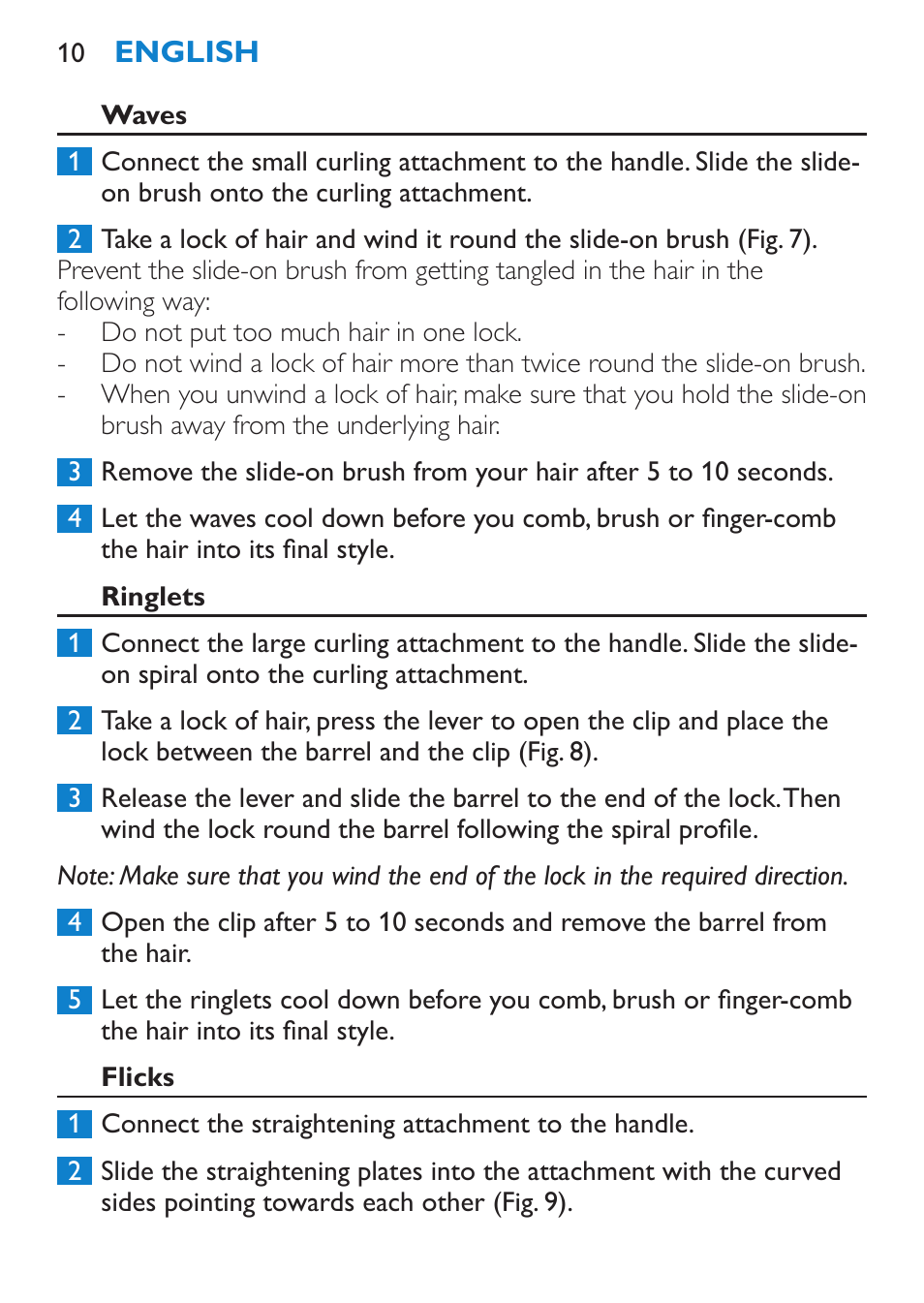 Waves, Ringlets, Flicks | Philips SalonMultistylist Plancha multiestilo User Manual | Page 10 / 120