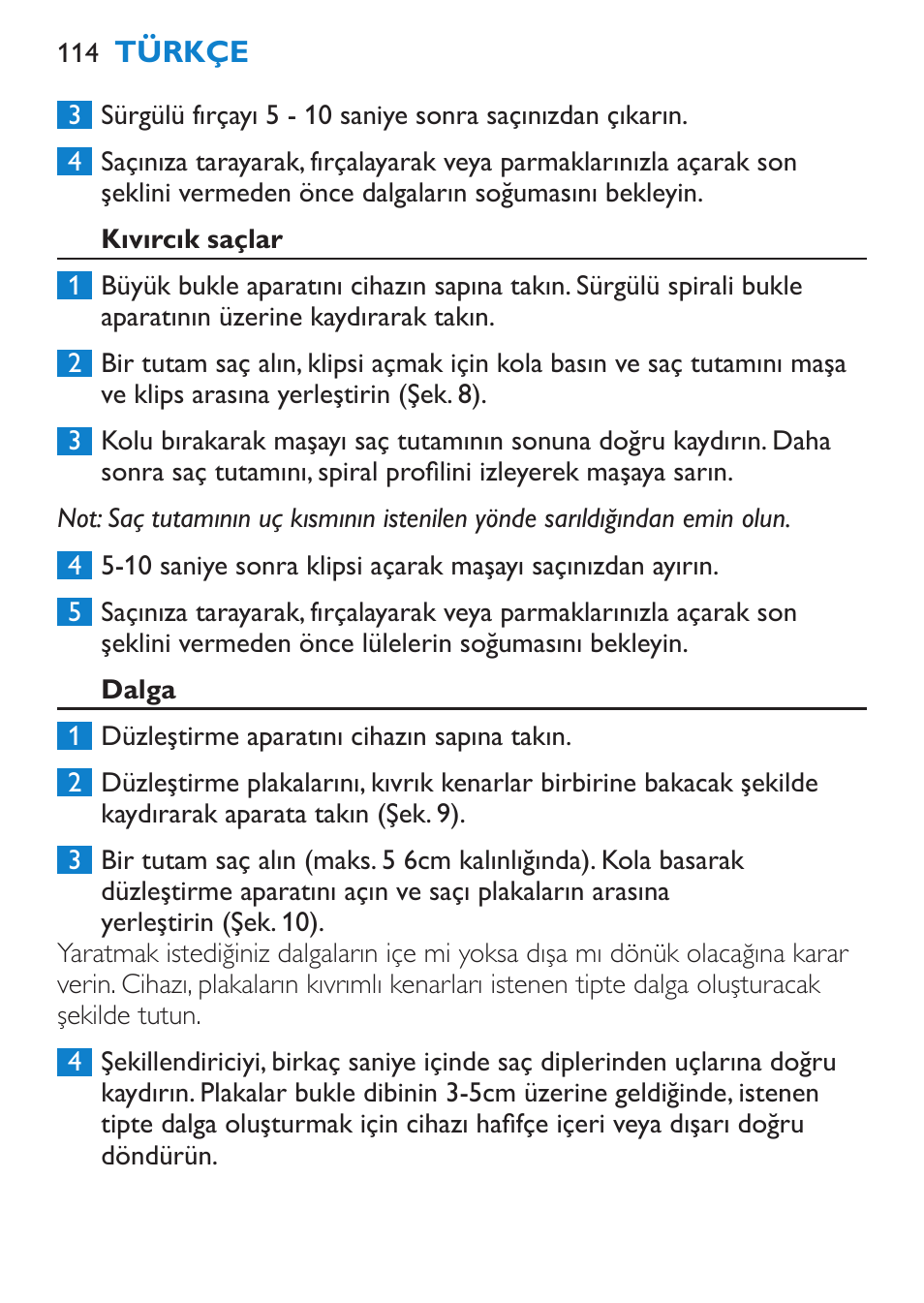Kıvırcık saçlar, Dalga | Philips SalonMultistylist Plancha multiestilo User Manual | Page 114 / 120