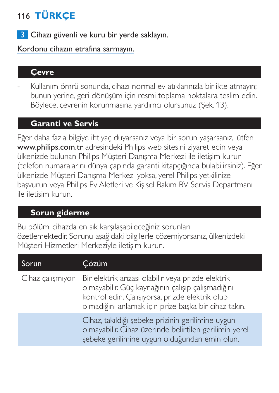 Çevre, Garanti ve servis, Sorun giderme | Philips SalonMultistylist Plancha multiestilo User Manual | Page 116 / 120
