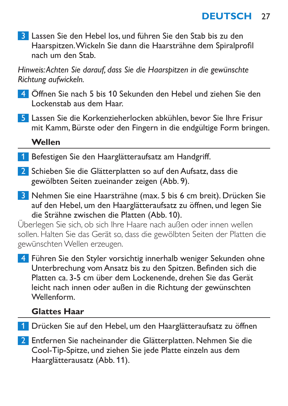 Wellen, Glattes haar | Philips SalonMultistylist Plancha multiestilo User Manual | Page 27 / 120