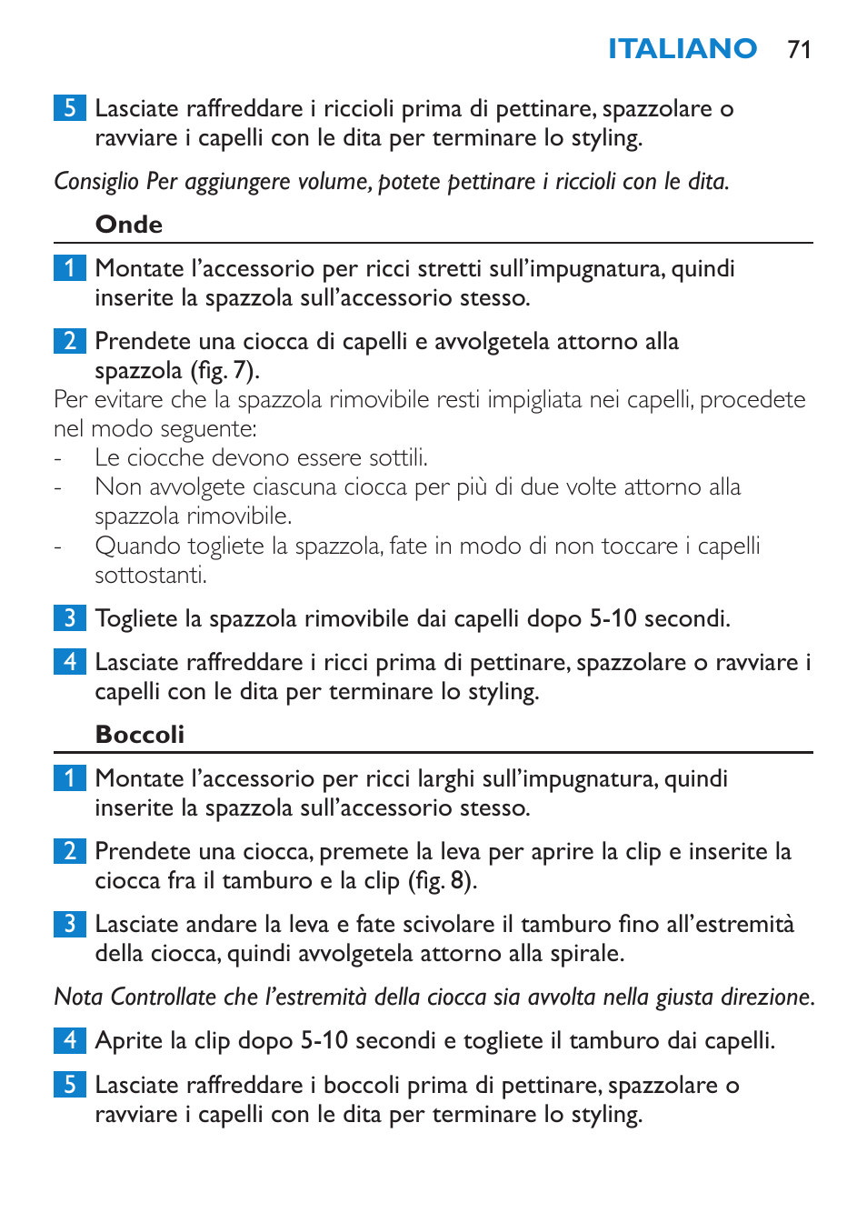 Onde, Boccoli | Philips SalonMultistylist Plancha multiestilo User Manual | Page 71 / 120