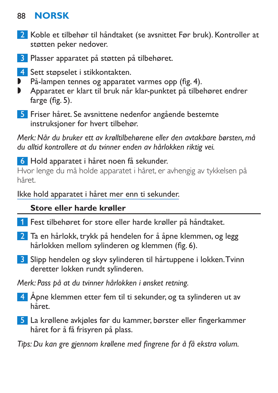 Store eller harde krøller | Philips SalonMultistylist Plancha multiestilo User Manual | Page 88 / 120