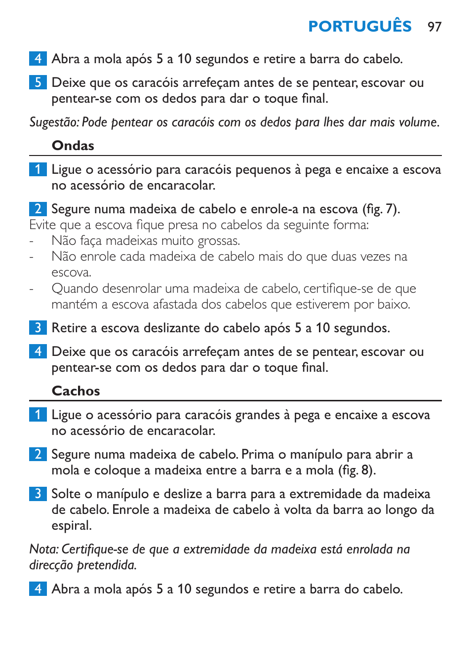 Ondas, Cachos | Philips SalonMultistylist Plancha multiestilo User Manual | Page 97 / 120