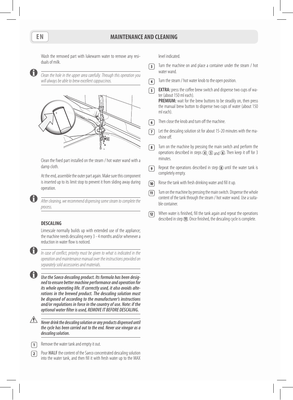 Maintenance and cleaning | Philips Saeco Lavazza A Modo Mio Extra en rojo User Manual | Page 16 / 92