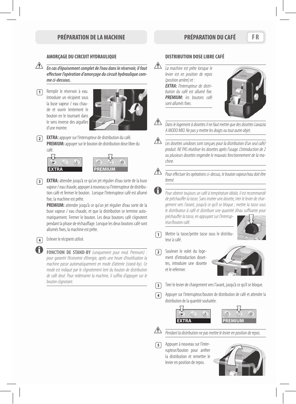 Préparation de la machine préparation du café | Philips Saeco Lavazza A Modo Mio Extra en rojo User Manual | Page 21 / 92