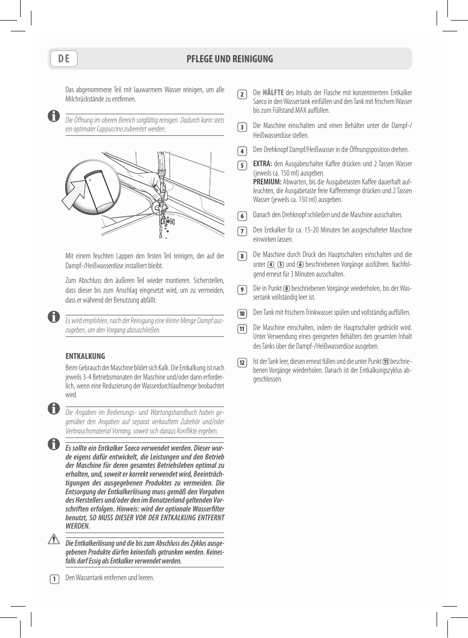 Pflege und reinigung | Philips Saeco Lavazza A Modo Mio Extra en rojo User Manual | Page 32 / 92