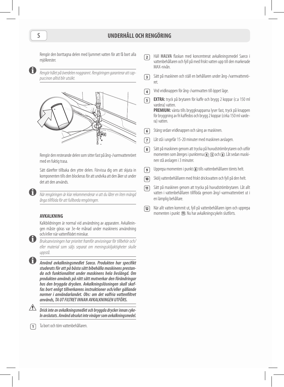 Underhåll och rengöring | Philips Saeco Lavazza A Modo Mio Extra en rojo User Manual | Page 80 / 92