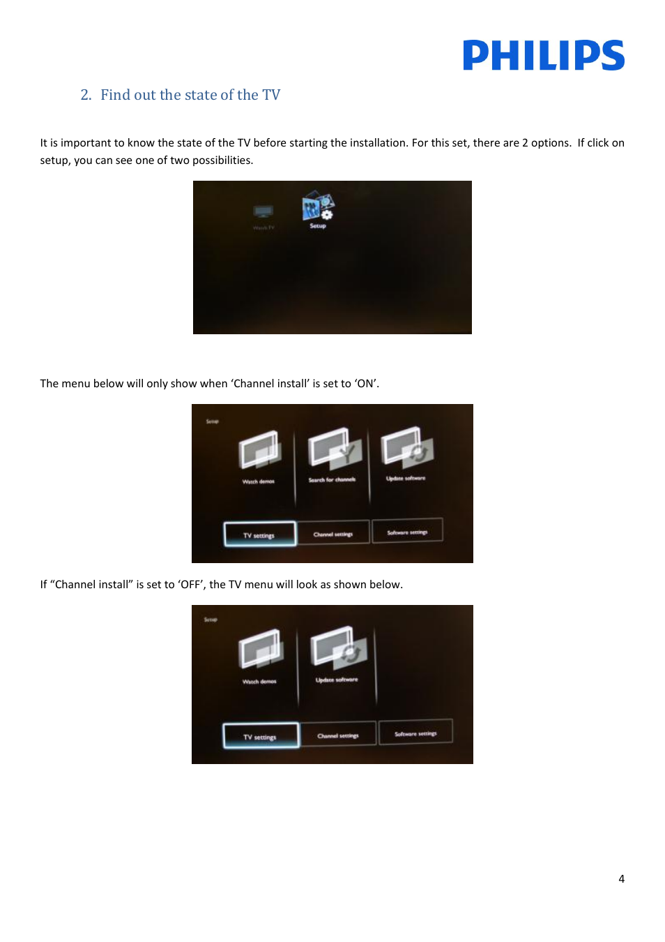 Find out the state of the tv | Philips Televisor LCD profesional User Manual | Page 4 / 11