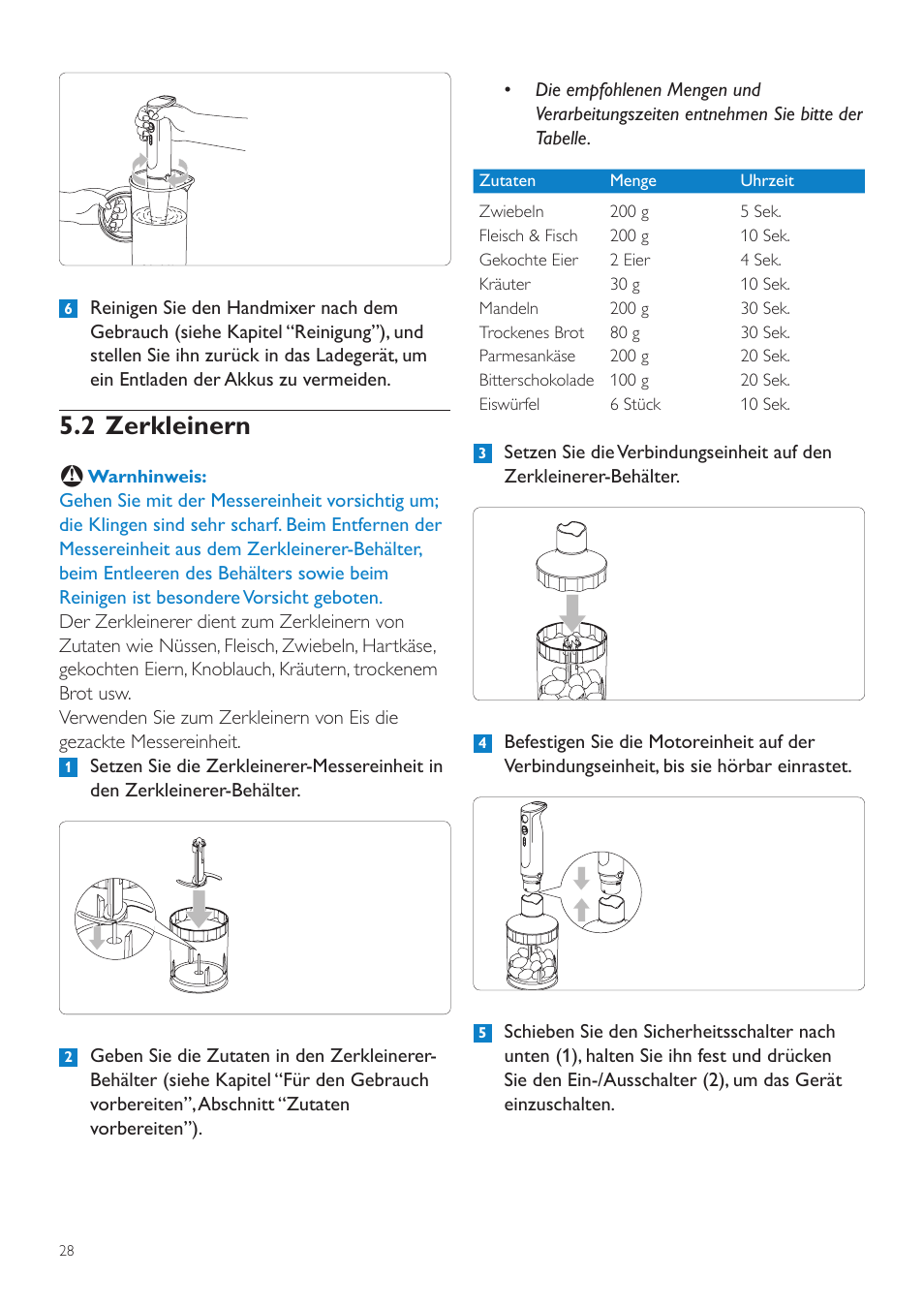 2 zerkleinern | Philips Aluminium Collection Batidora de mano User Manual | Page 28 / 156