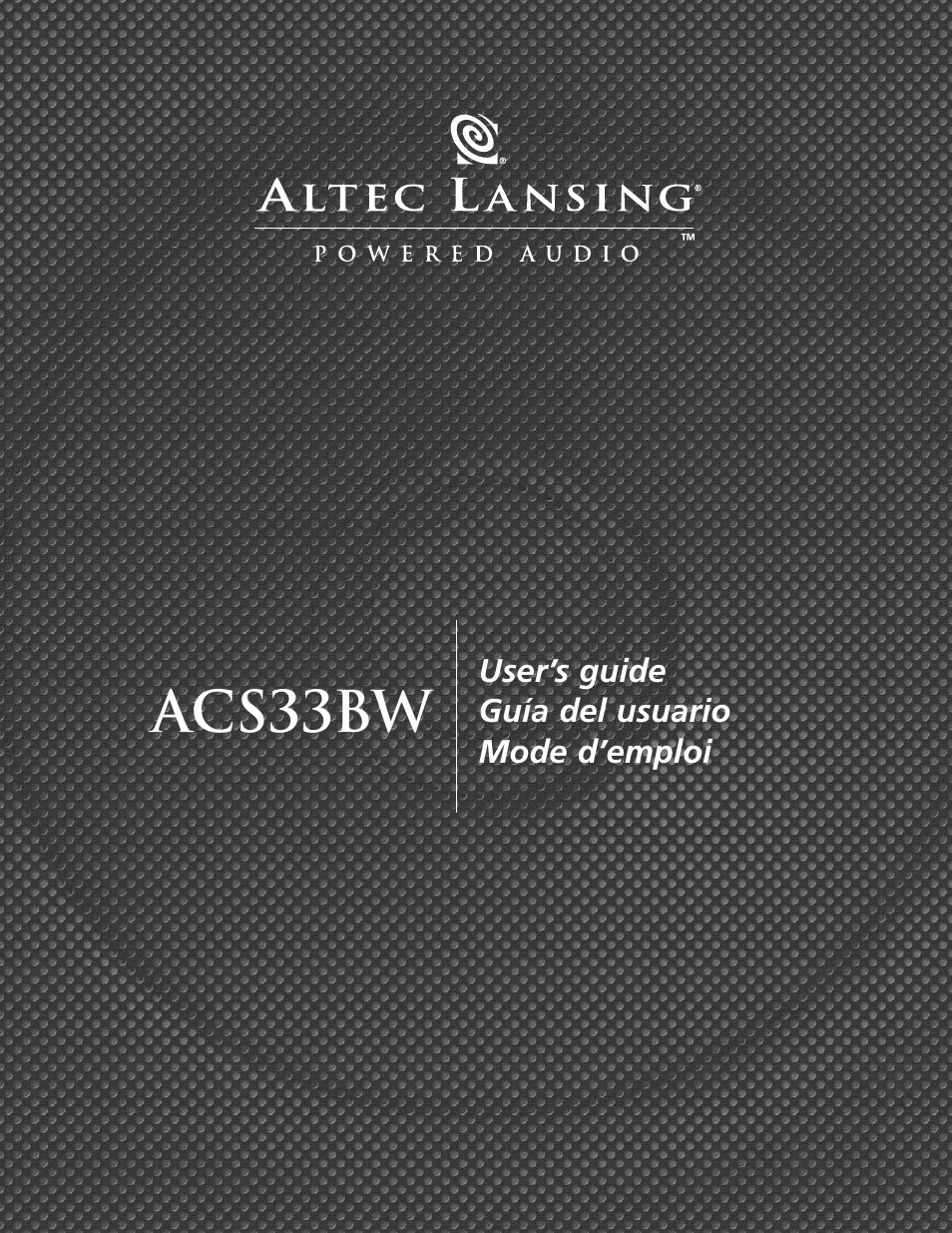 Altec Lansing ACS33BW User Manual | 18 pages