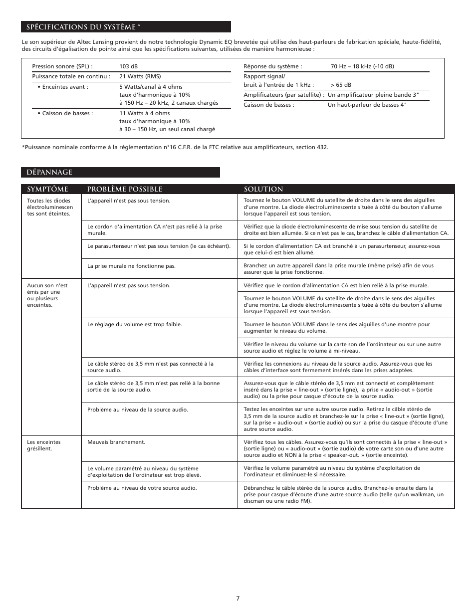 Altec Lansing ACS33BW User Manual | Page 11 / 18