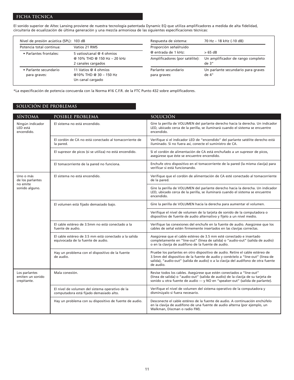 Altec Lansing ACS33BW User Manual | Page 15 / 18