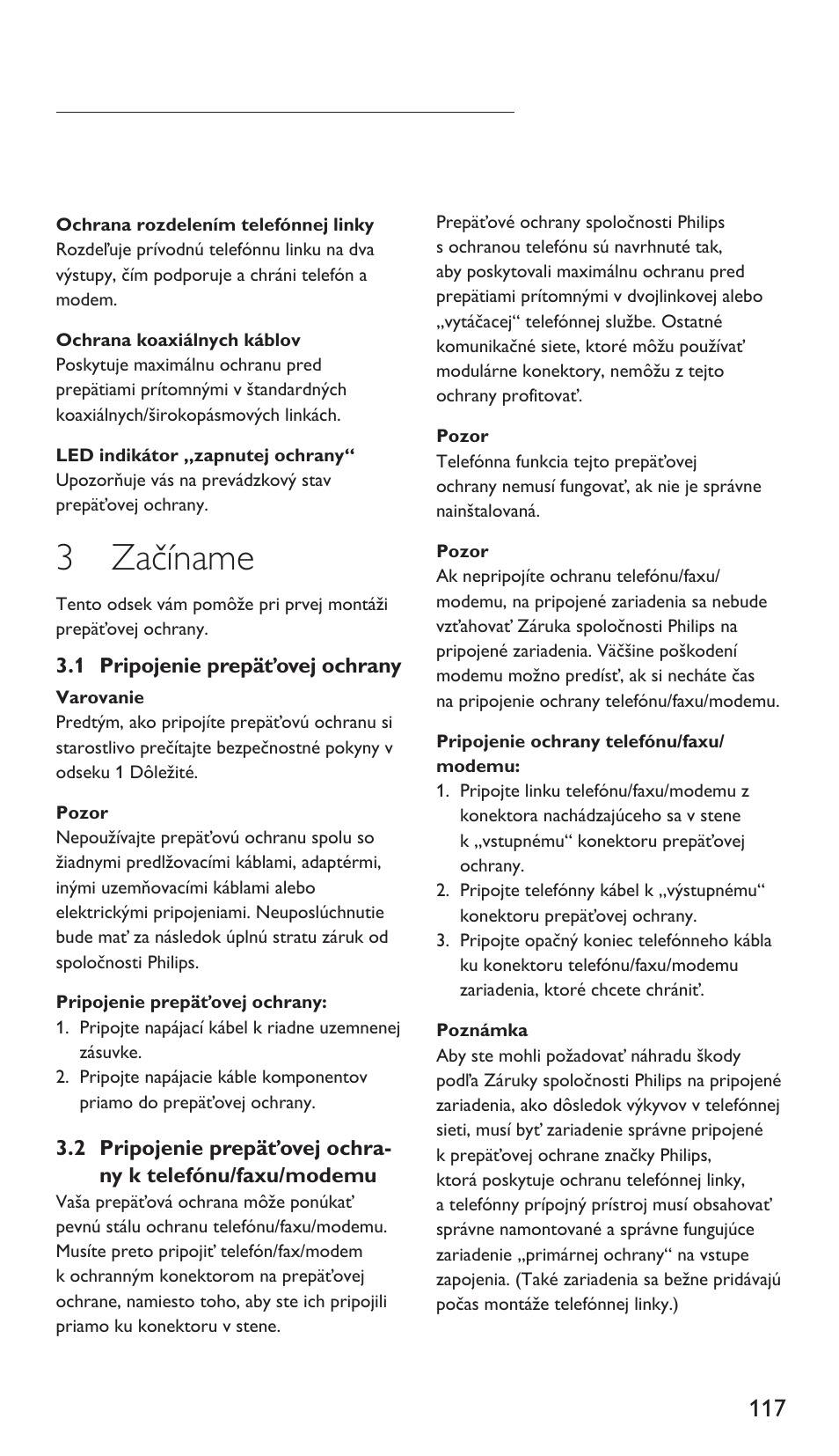 3 začíname | Philips Protector de sobrevoltaje User Manual | Page 117 / 139