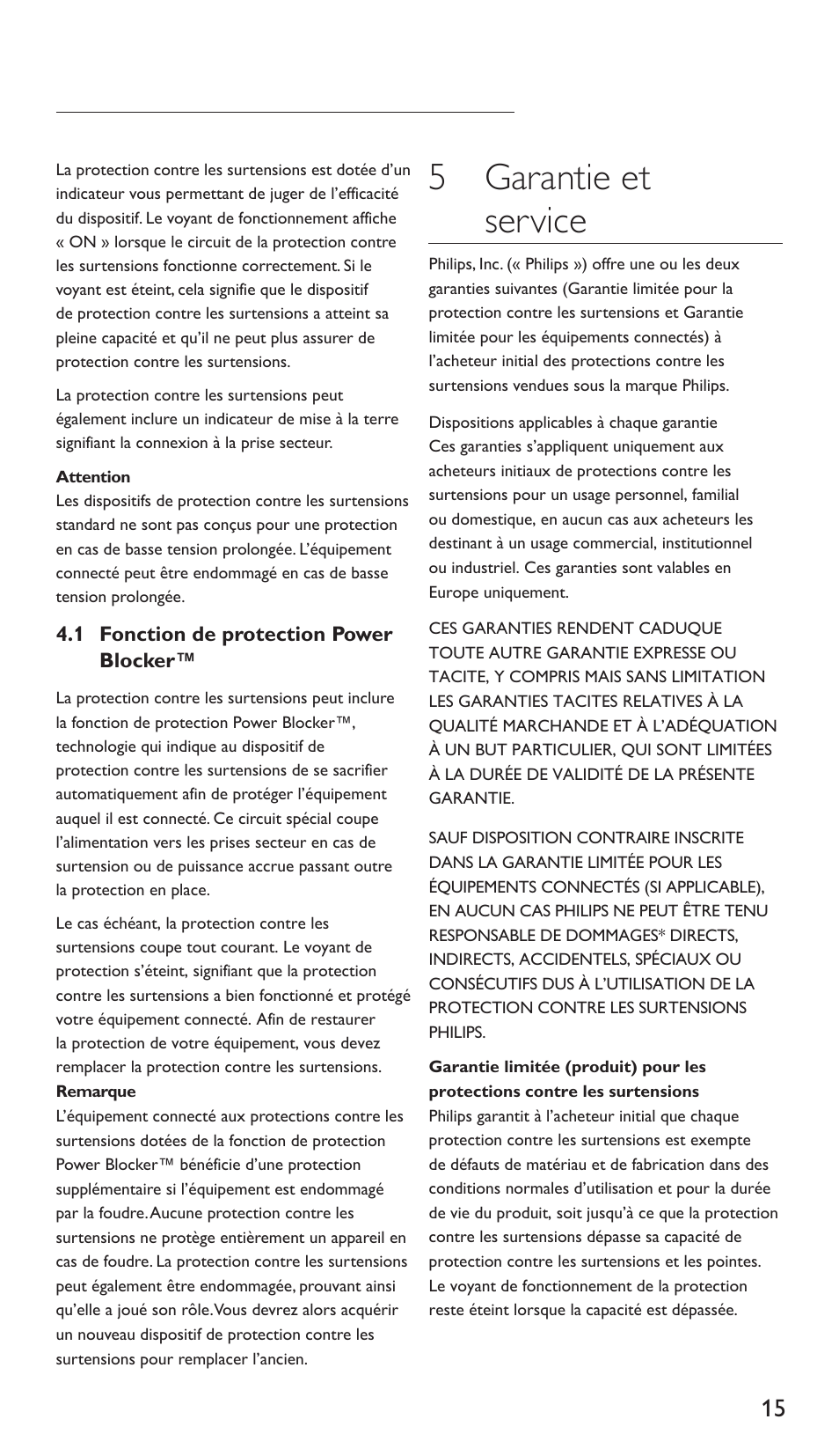 5 garantie et service | Philips Protector de sobrevoltaje User Manual | Page 15 / 139