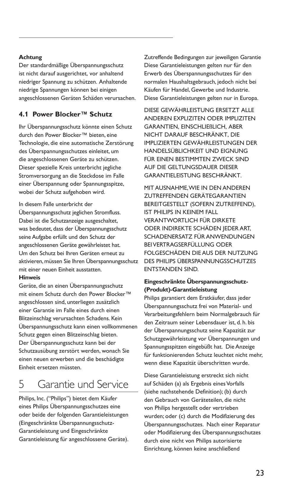 5 garantie und service | Philips Protector de sobrevoltaje User Manual | Page 23 / 139