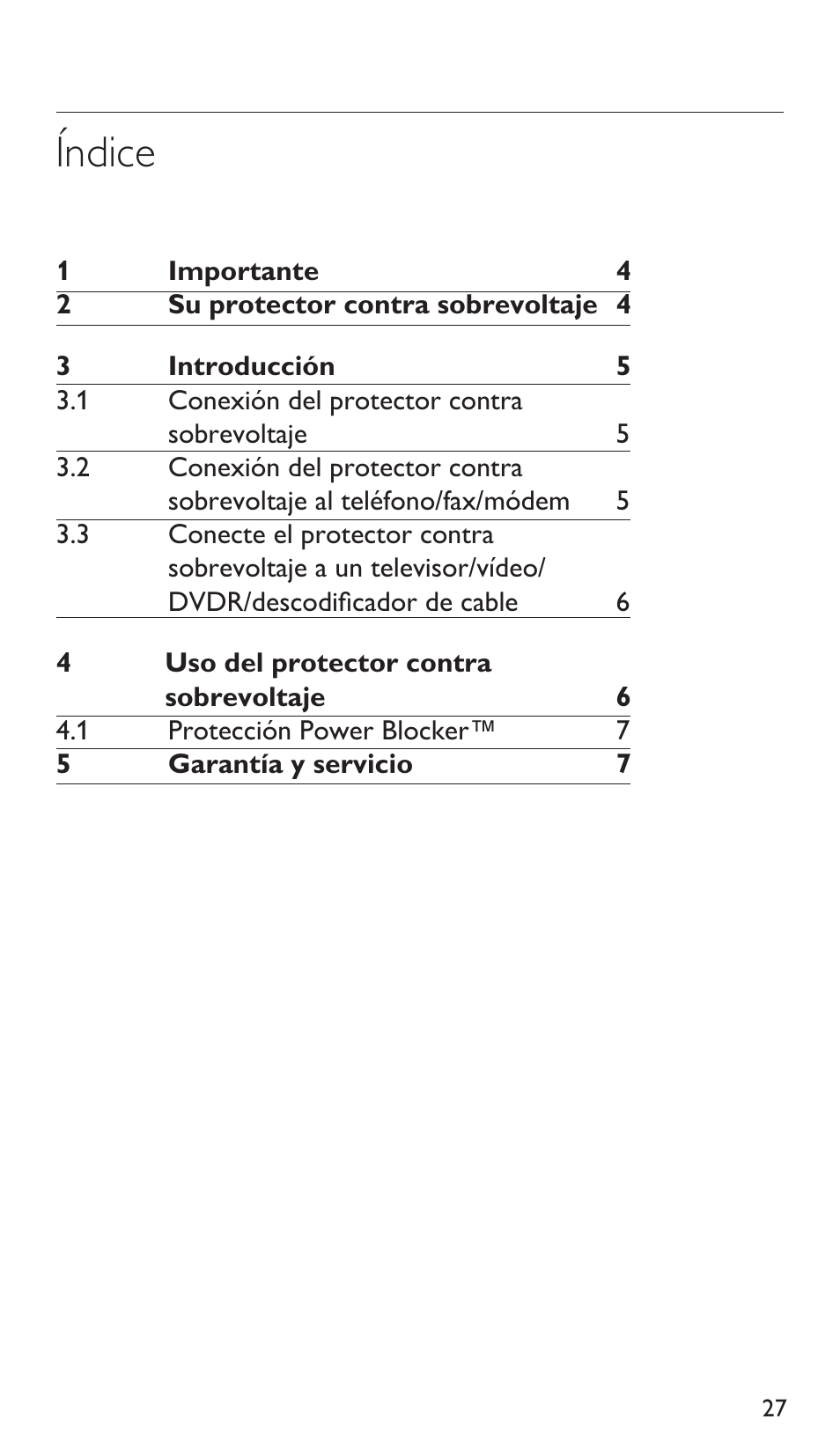 Índice | Philips Protector de sobrevoltaje User Manual | Page 27 / 139