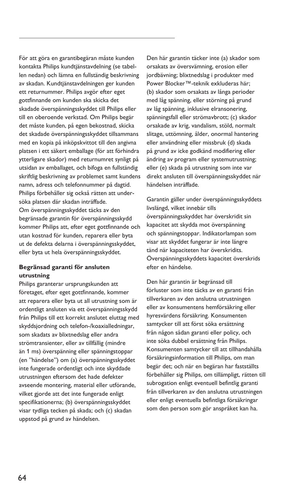 Philips Protector de sobrevoltaje User Manual | Page 64 / 139