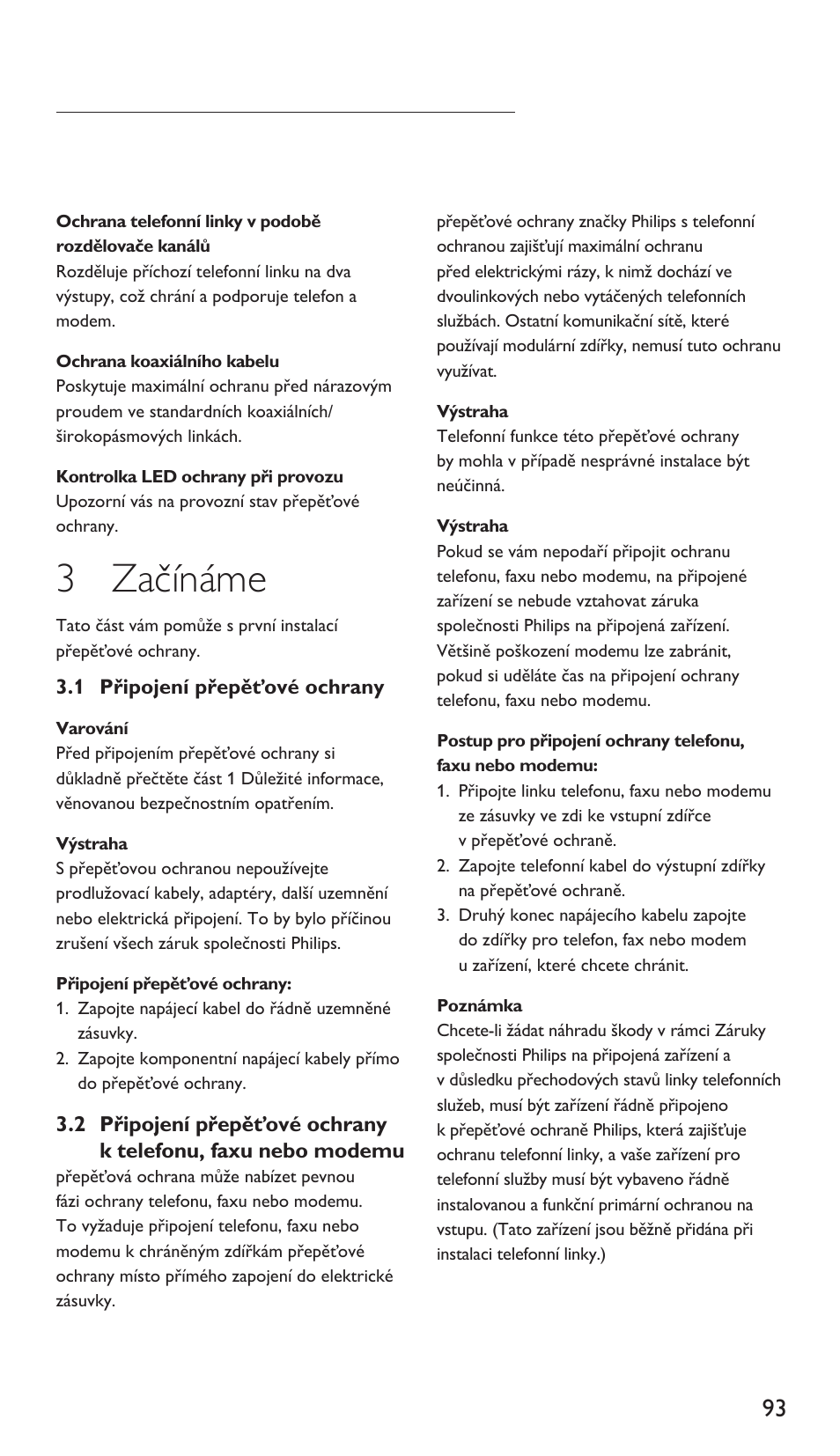 3 začínáme | Philips Protector de sobrevoltaje User Manual | Page 93 / 139