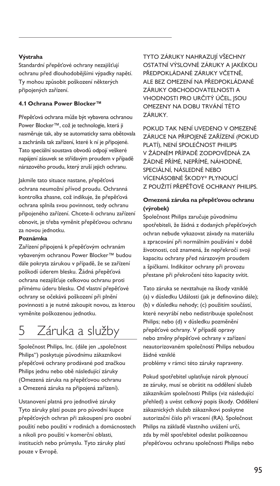 5 záruka a služby | Philips Protector de sobrevoltaje User Manual | Page 95 / 139