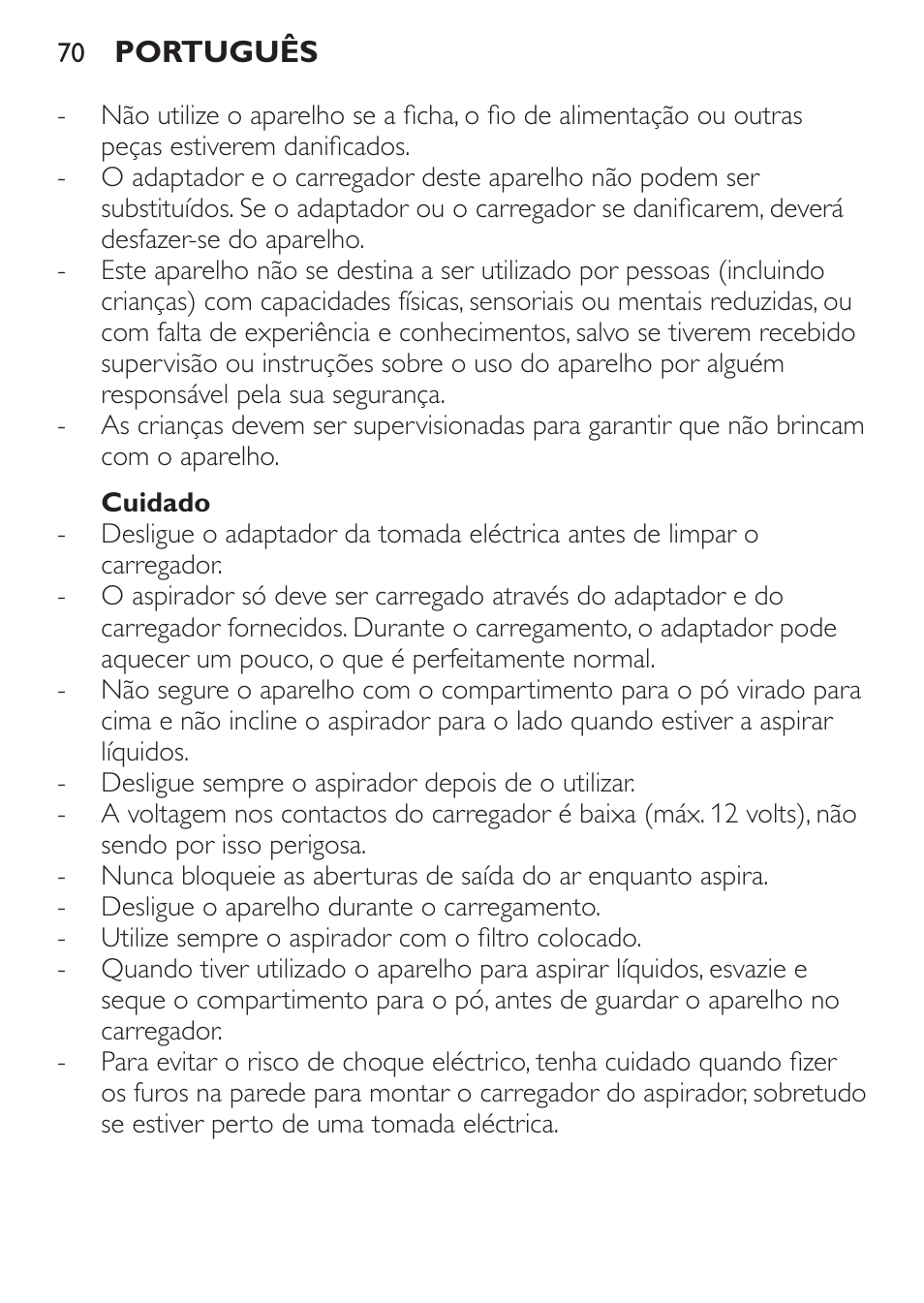 Philips MiniVac Aspirador de mano User Manual | Page 70 / 136