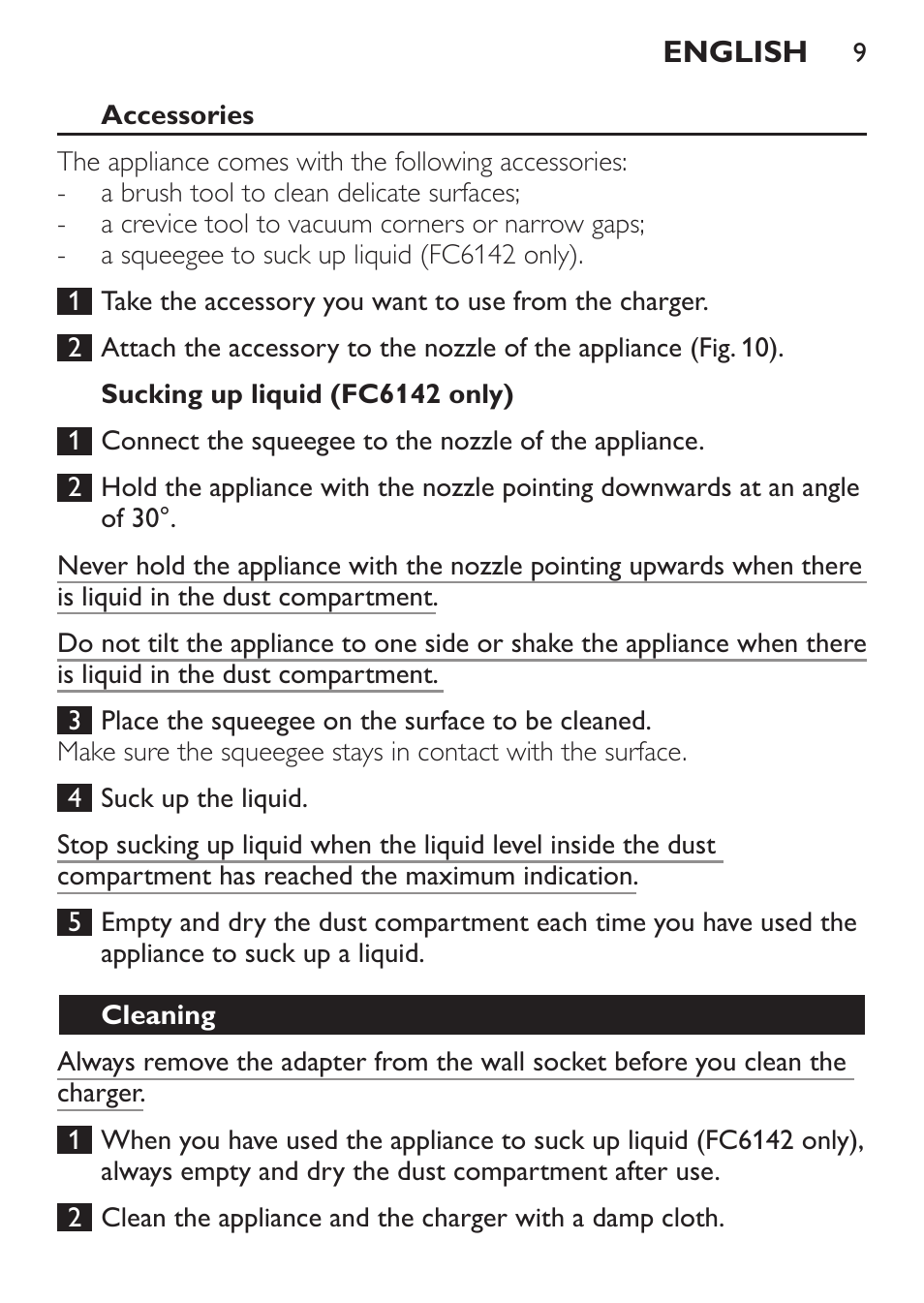 Philips MiniVac Aspirador de mano User Manual | Page 9 / 136