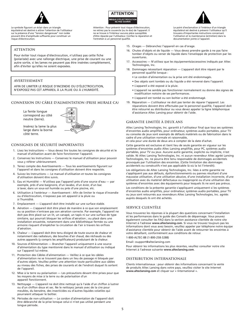 Altec Lansing VS3151R User Manual | Page 7 / 44