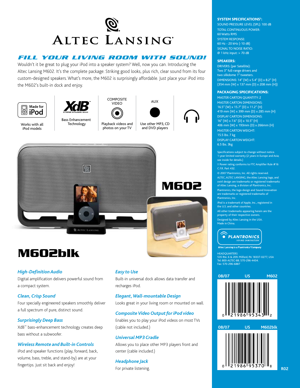 Fill your living room with sound | Altec Lansing M602blk User Manual | Page 2 / 2