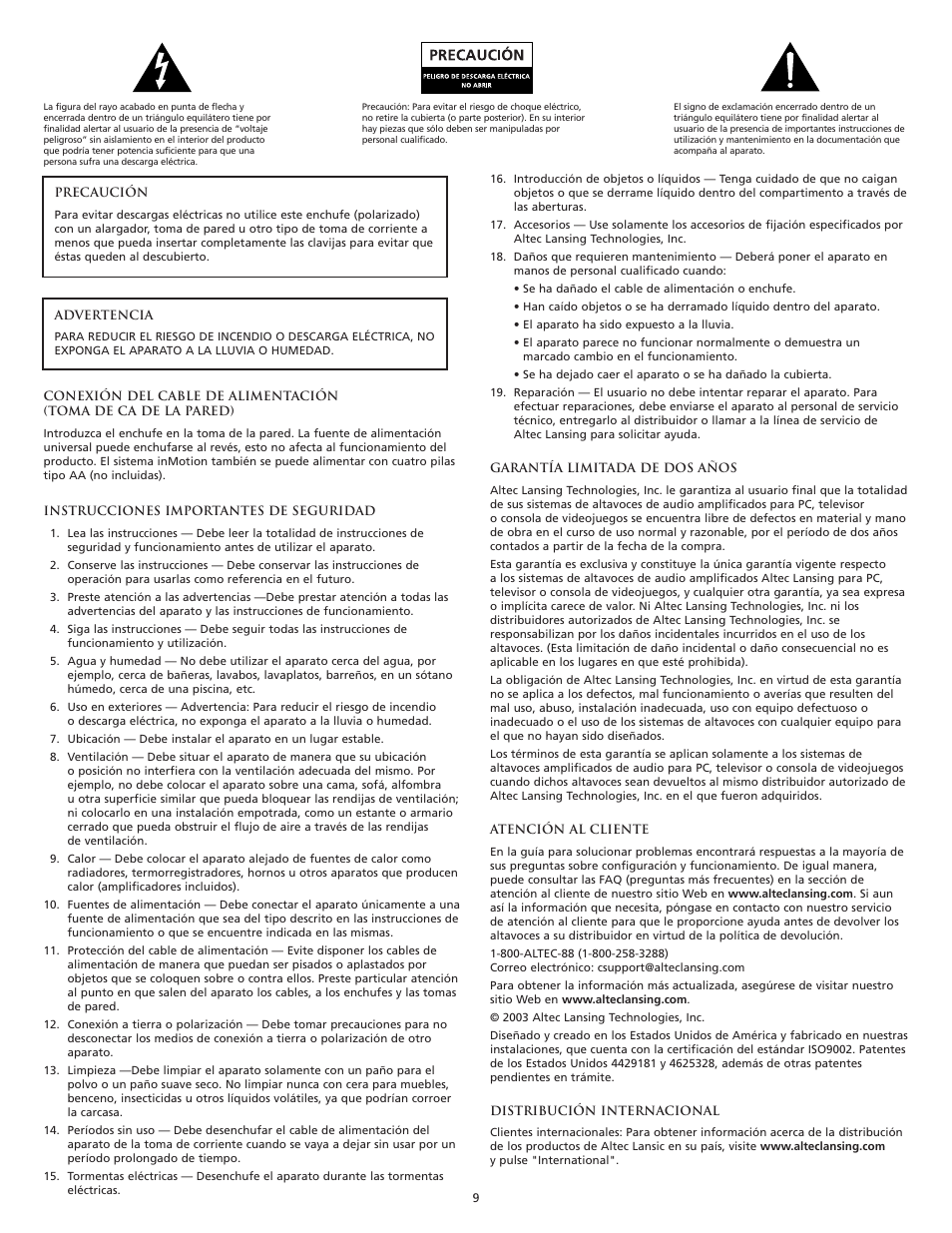 Altec Lansing VS3121 User Manual | Page 11 / 44