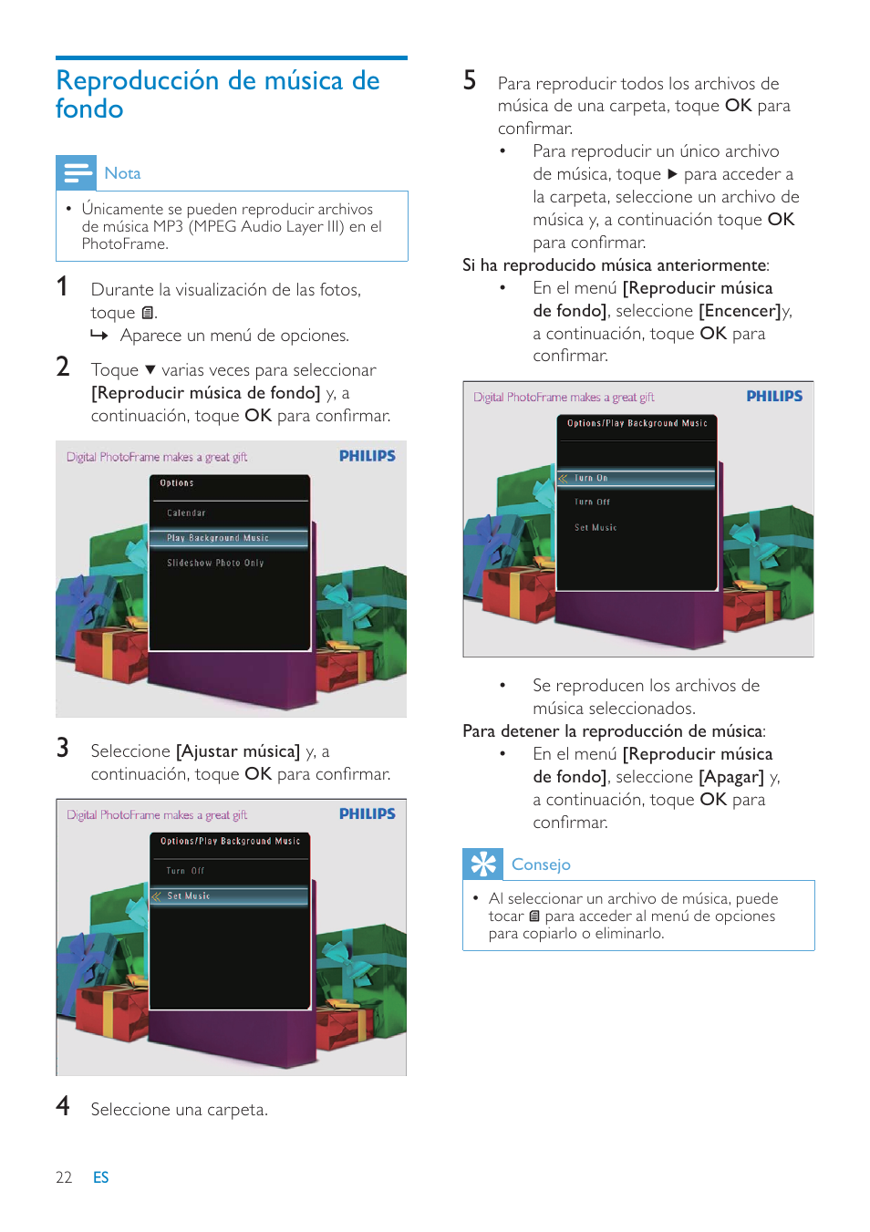 5hsurgxfflyqghp~vlfdgh fondo | Philips Digital PhotoFrame con Bluetooth User Manual | Page 22 / 62