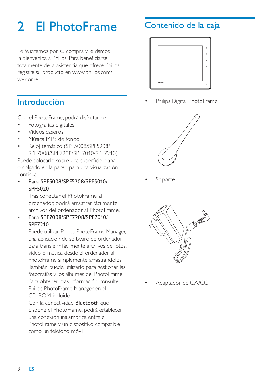 Philips Digital PhotoFrame con Bluetooth User Manual | Page 8 / 62