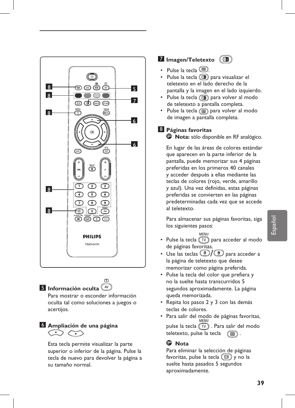 Philips Flat TV panorámico User Manual | Page 43 / 56