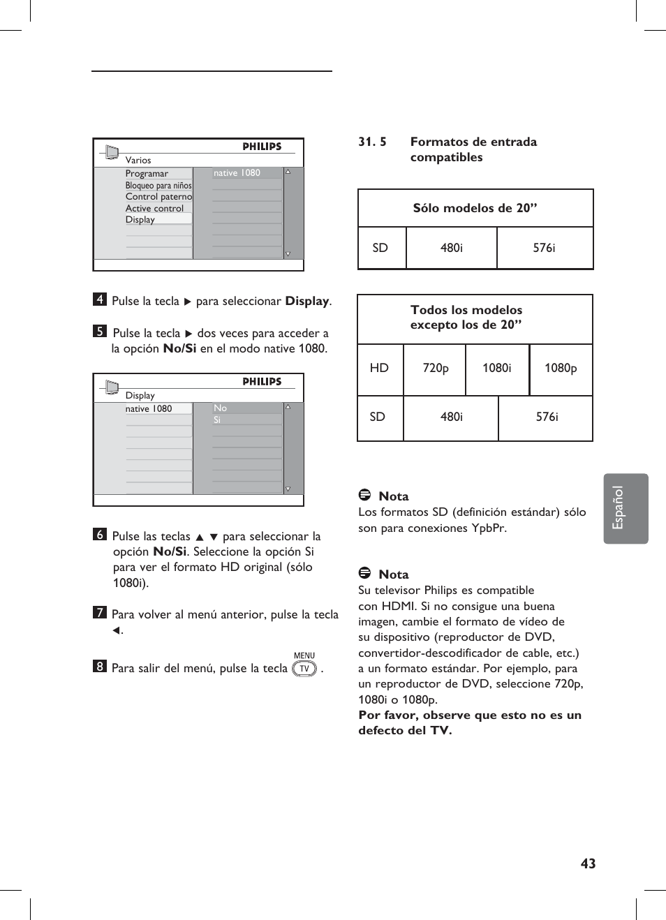 Philips Flat TV panorámico User Manual | Page 47 / 56