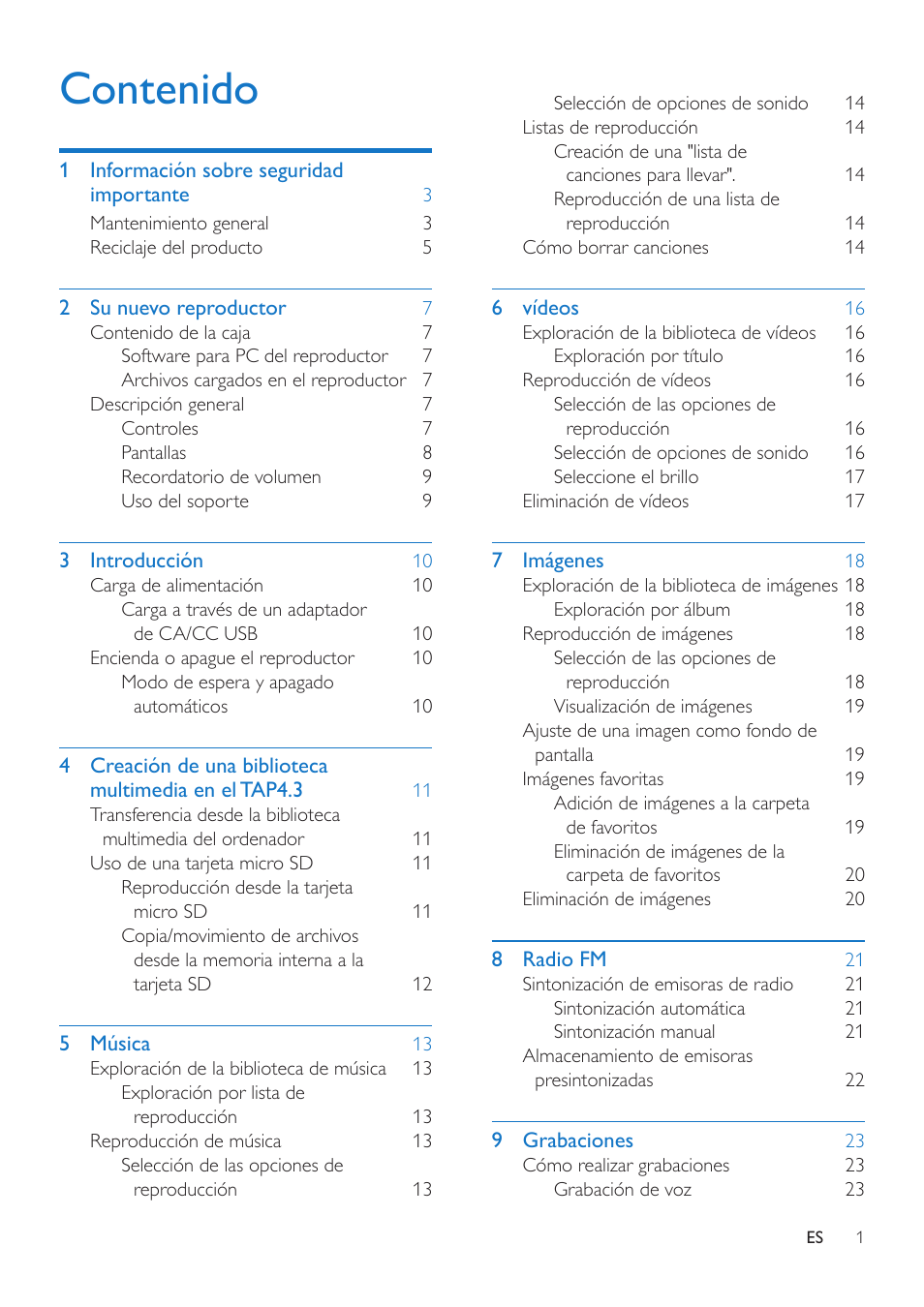 Philips GoGEAR Reproductor de vídeo y MP3 User Manual | Page 3 / 38