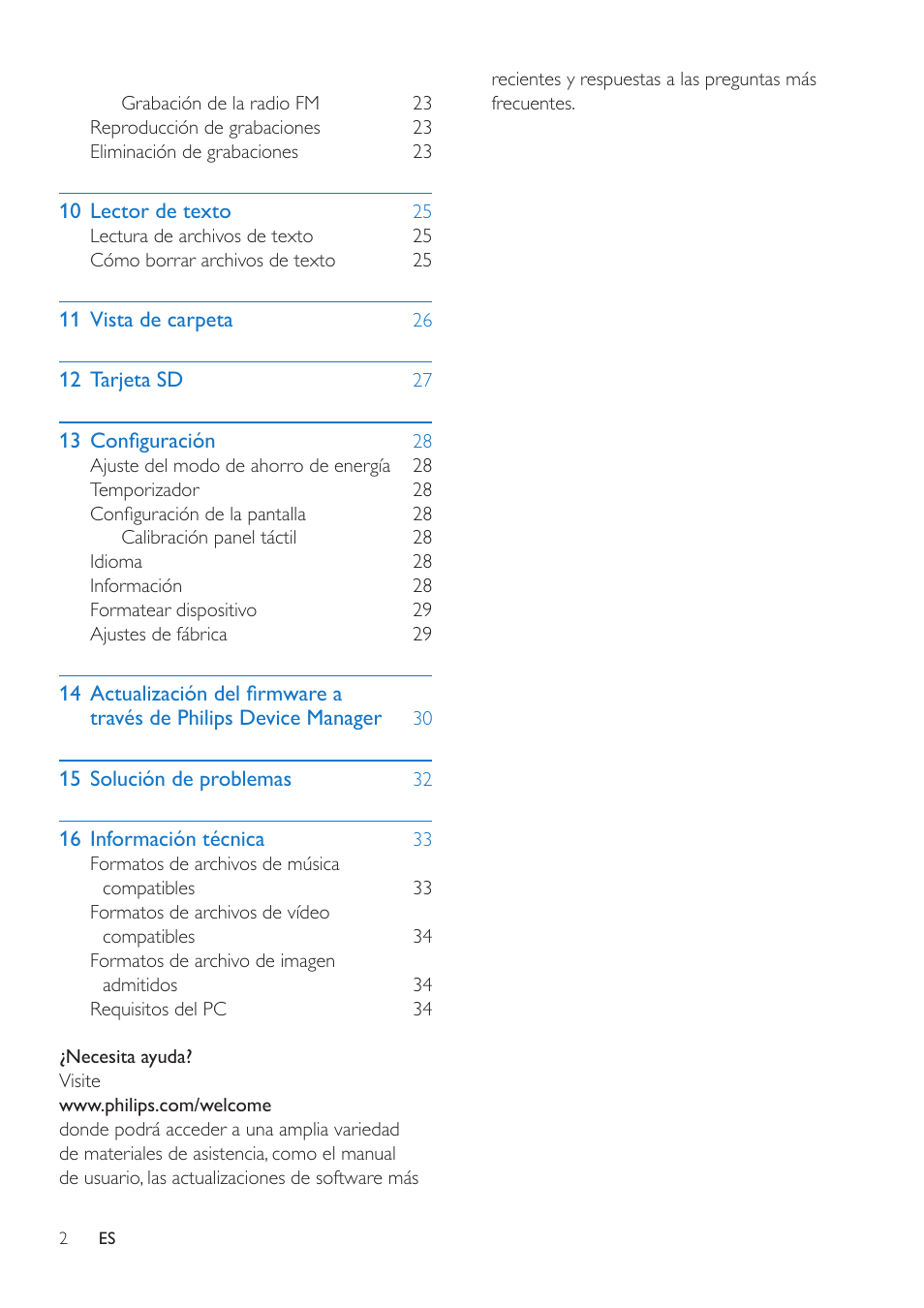 Philips GoGEAR Reproductor de vídeo y MP3 User Manual | Page 4 / 38