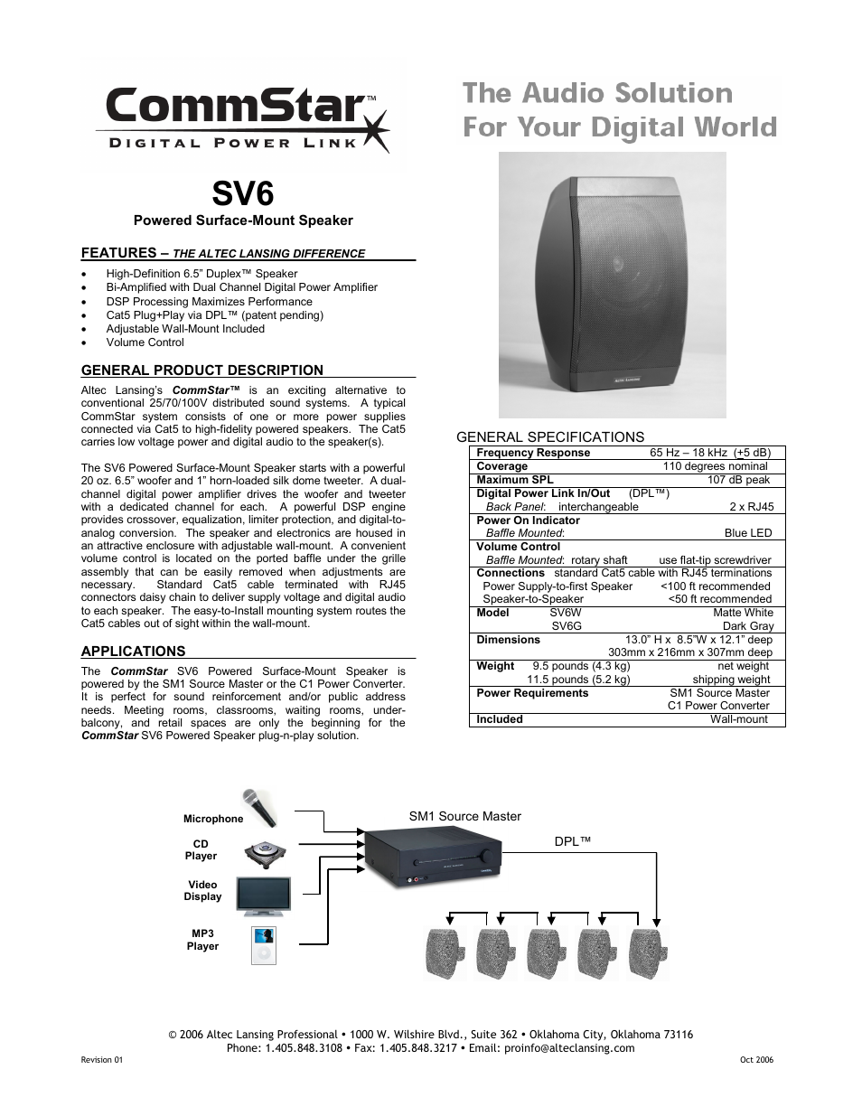Altec Lansing CommStar SV6 User Manual | 2 pages