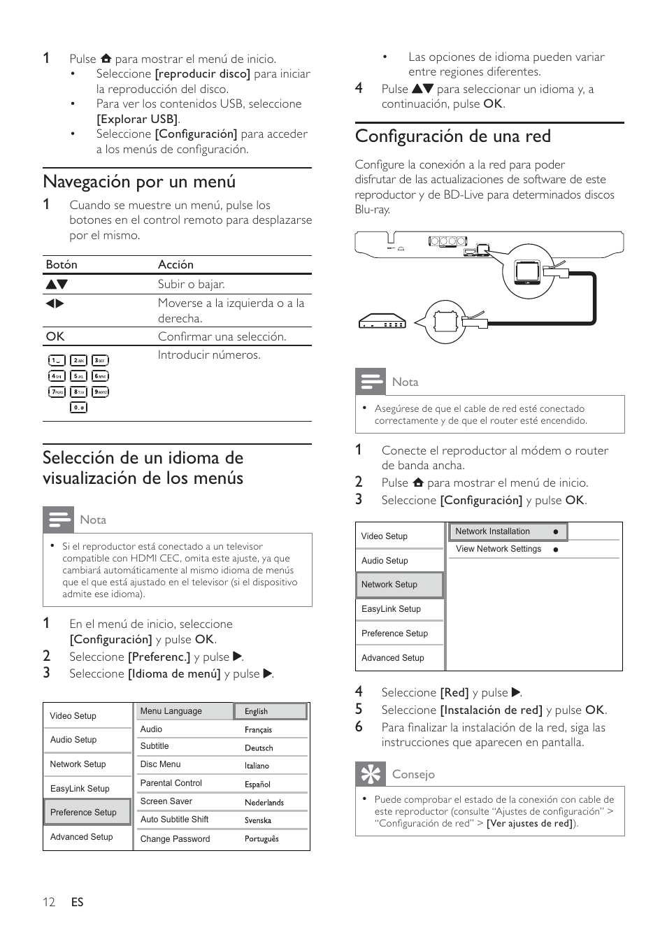 Philips Reproductor de Blu-ray Disc User Manual | Page 12 / 50