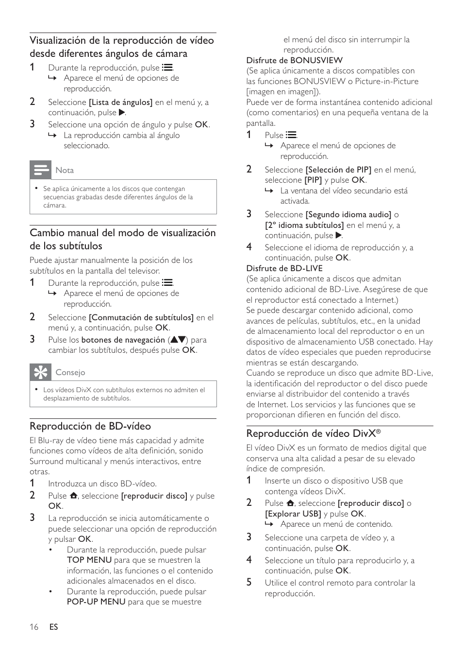 Philips Reproductor de Blu-ray Disc User Manual | Page 16 / 50