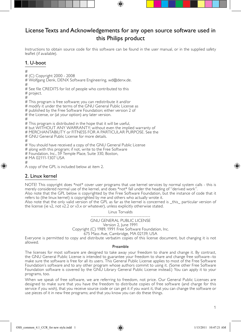 U-boot, Linux kernel | Philips Reproductor de Blu-ray Disc User Manual | Page 31 / 50